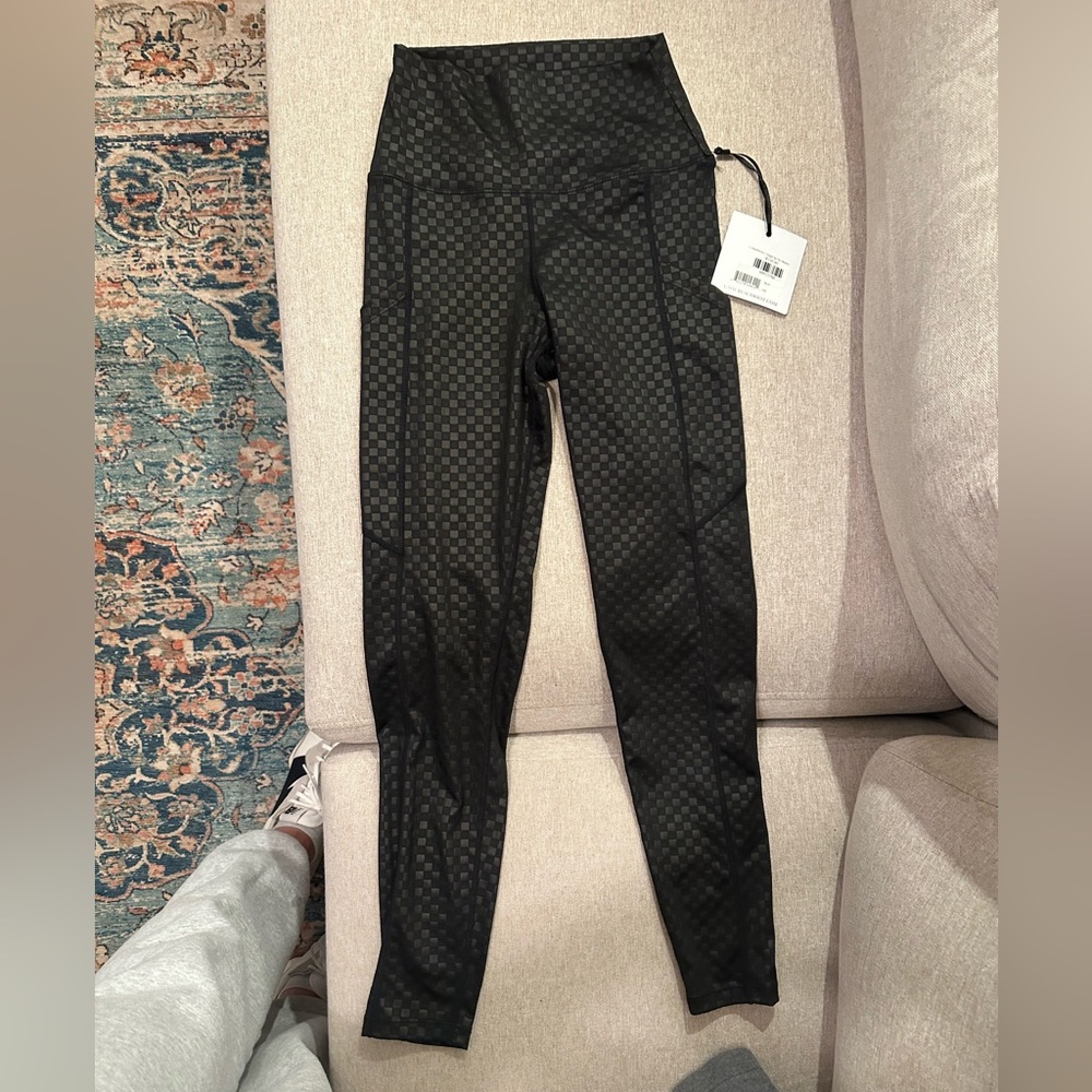 Black Checkered Beach Riot Leggings